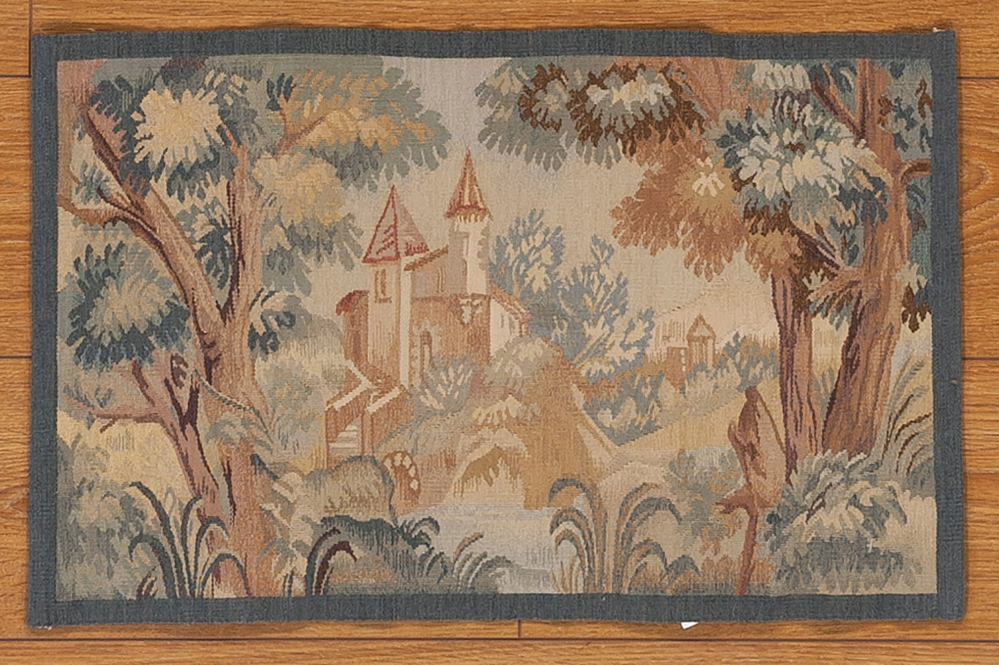 Handwoven Tapestry 16 x 25 inches Verdure with Castle